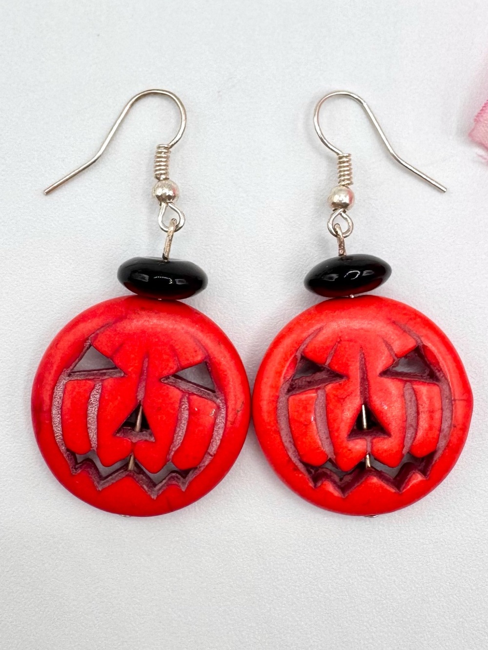 Orange Stone Jack O’ Lantern Pumpkin Earrings Halloween October Fun Cute Festive